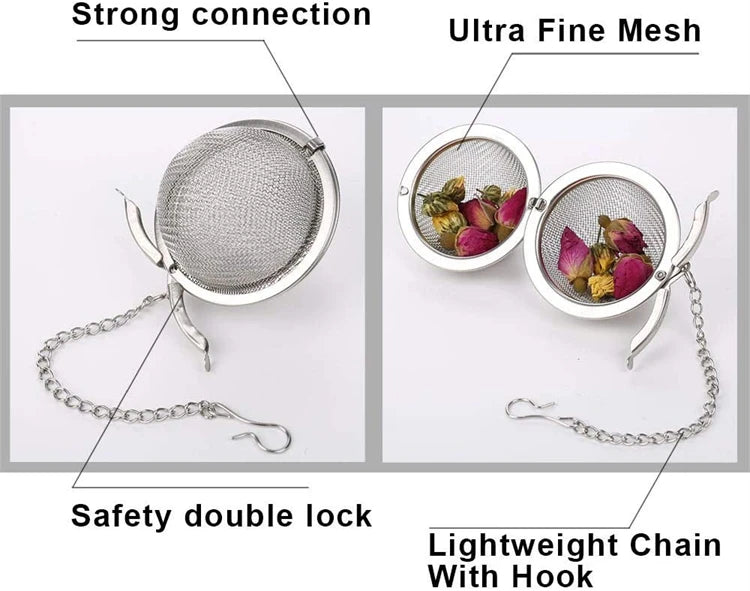 LMETJMA Infusor de té de malla de acero inoxidable, coladores de té, coladores de té, filtros coladores para té suelto, hierbas y especias JT148