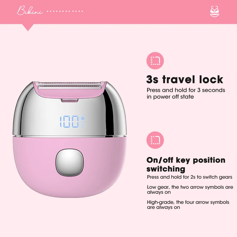 Maquinillas de afeitar eléctricas para mujer, afeitadora de pelo corporal recargable por USB, recortadora de Bikini para mujer, depilación de doble hoja para piernas y axilas