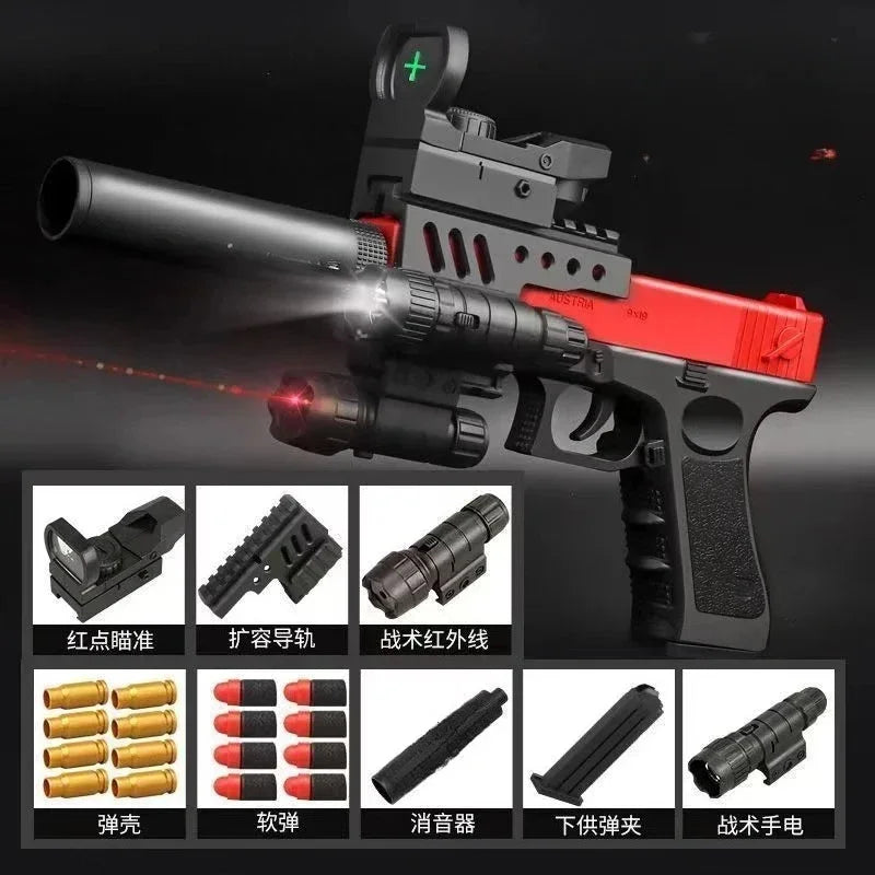 Pistola de juguete RG17 Desert Eagle con expulsión de casquillos, dardos de espuma, pistola de airsoft con silenciador, juego de disparos para niños, regalo para adultos.