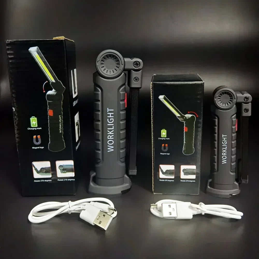 Lámpara de Trabajo LED COB Recargable con Imán y Gancho