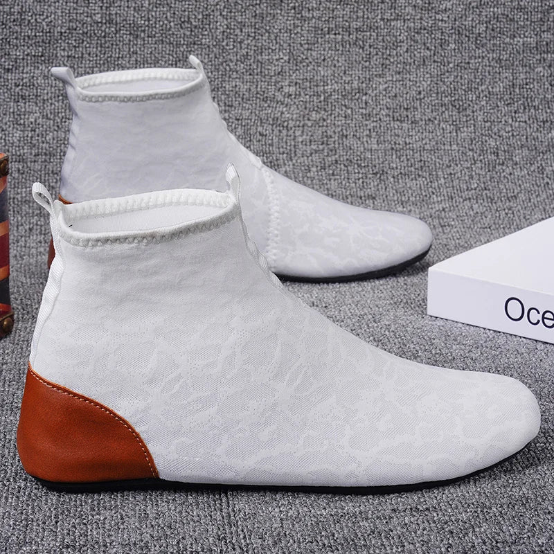 YRZL Mocasines para hombre de malla transpirable, mocasines ligeros de conducción de caña alta, zapatos casuales sin cordones para hombres, zapatos cómodos para caminar