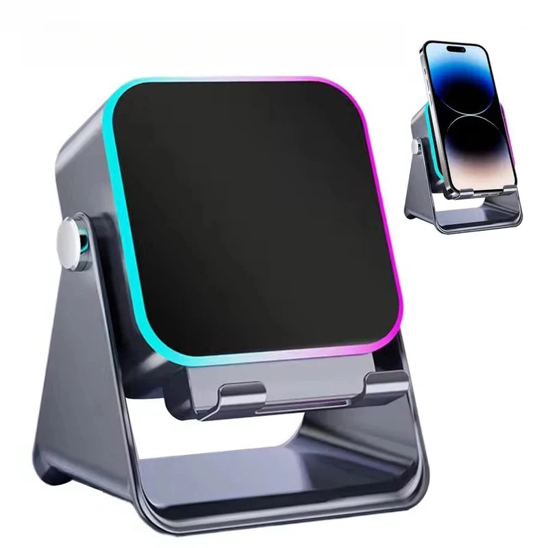 NUEVO Altavoz Inalámbrico de Inducción Automática 5 en 1 con 8 Modos de Luz RGB, Soporte para Teléfono, Sonido Envolvente, Soporte Portátil para Teléfono con Bluetooth