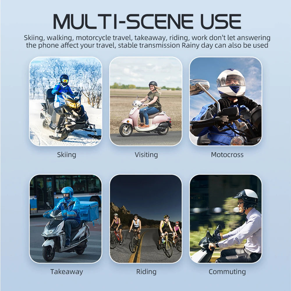 Kebidumei YP10 2X inalámbrico Bluetooth 5,3 motocicleta casco intercomunicador auriculares impermeable 300 m Intercomunicador altavoz auricular
