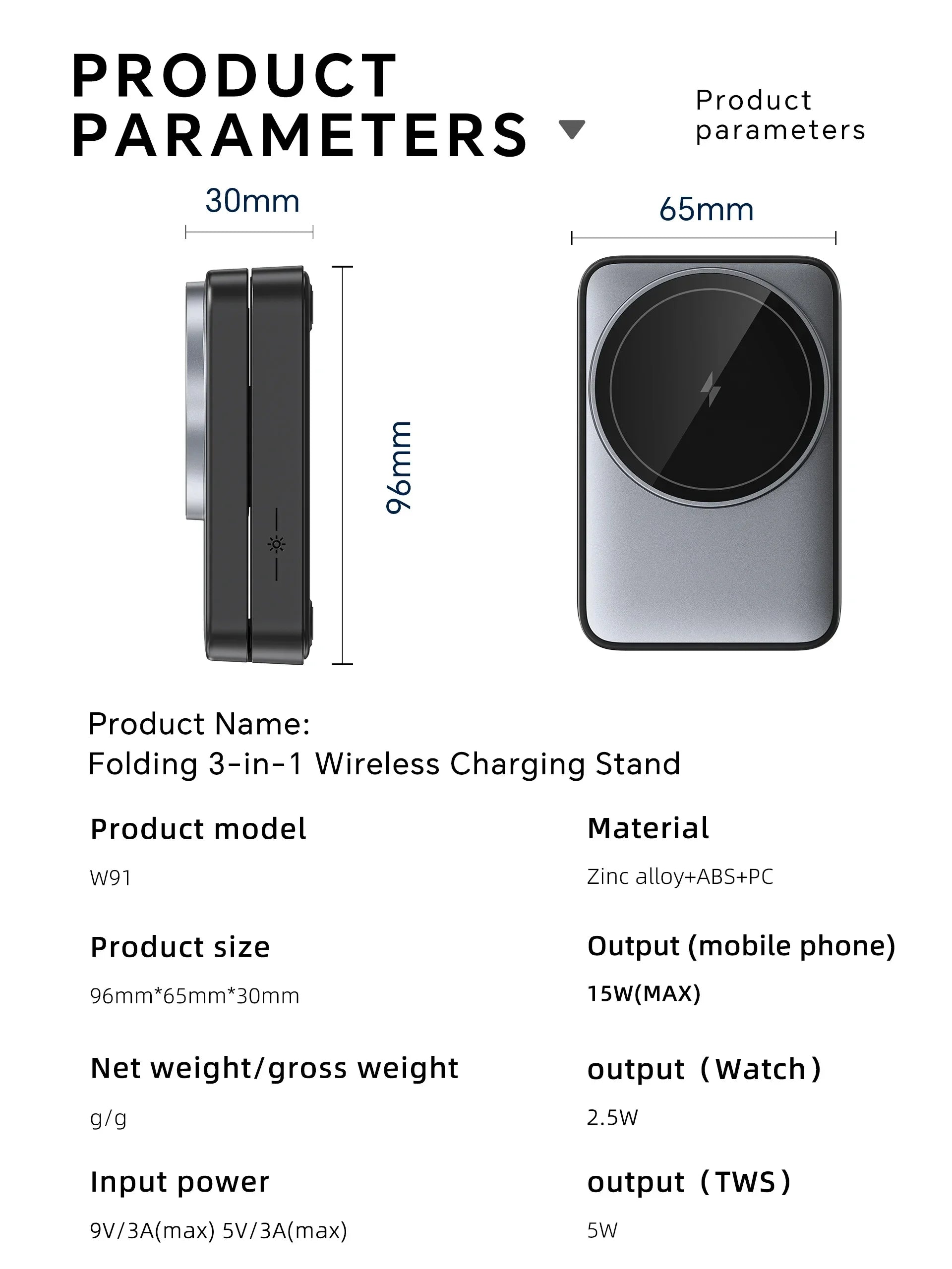 Soporte de Carga Inalámbrico Magnético 3 en 1 Plegable para Magsafe iPhone 16 15 14 13 Apple Watch 2-9 Airpods Pro, Estación de Carga Rápida
