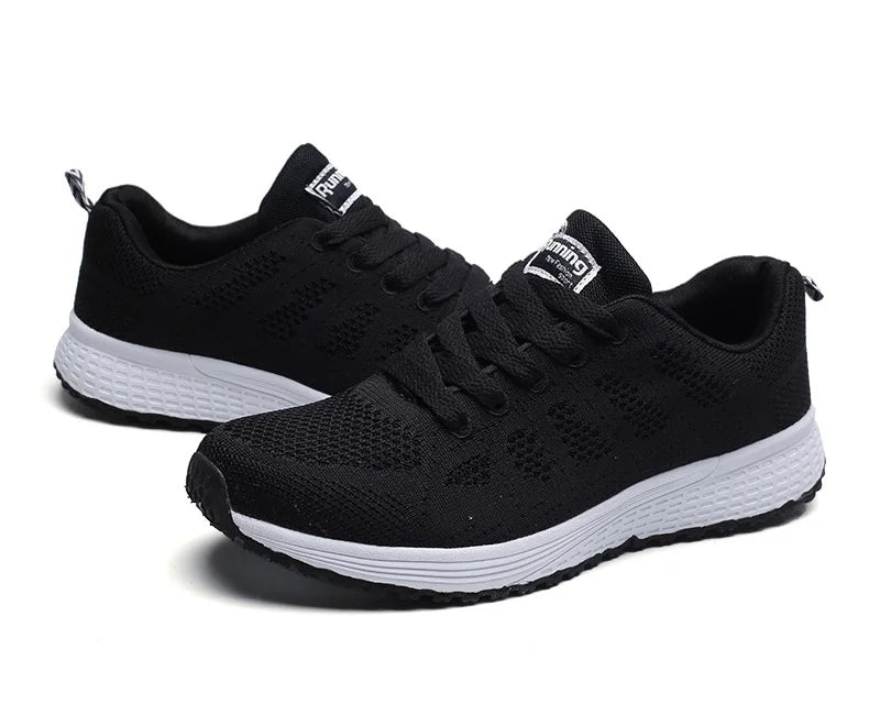 Zapatos informales para mujer, zapatillas planas de malla transpirables a la moda, zapatillas de deporte para mujer 2021, zapatos vulcanizados para gimnasio, calzado blanco para mujer