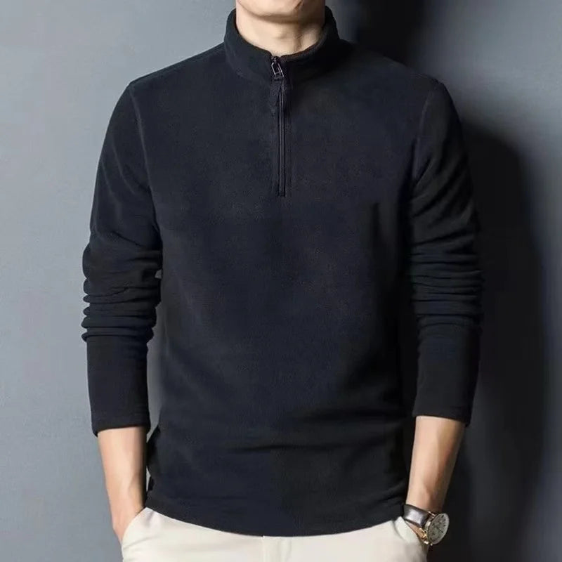 Buzo de Cuello Alto Antipilling para Hombre | Ajustado, Color Sólido