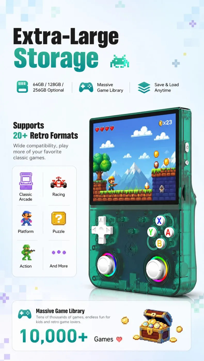 Consola de Juegos Retro Portátil R36 Ultra X con Pantalla IPS de 4.5 Pulgadas, 64GB/128GB, Consola de Juegos Portátil con Más de 20000 Juegos