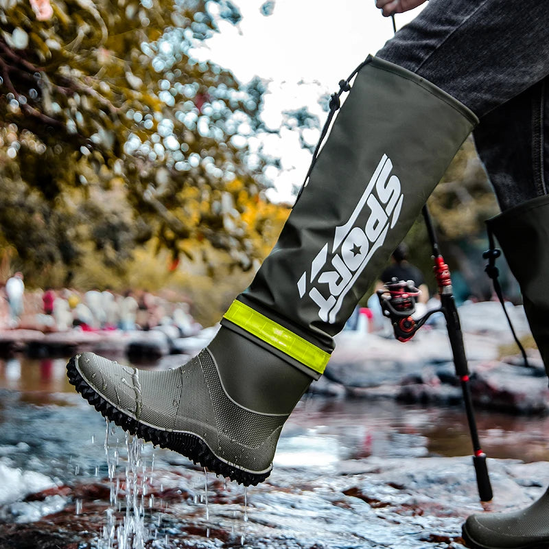 Botas de lluvia para hombre impermeables antideslizantes de caña alta