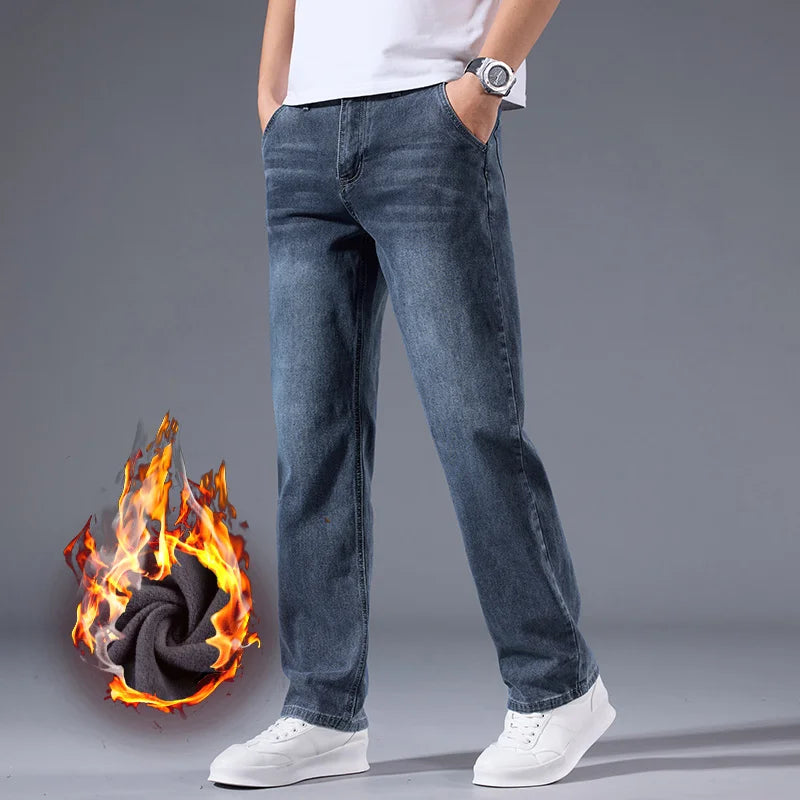Pantalones Vaqueros de Lana para Hombre, Terciopelo, Recto Clásico