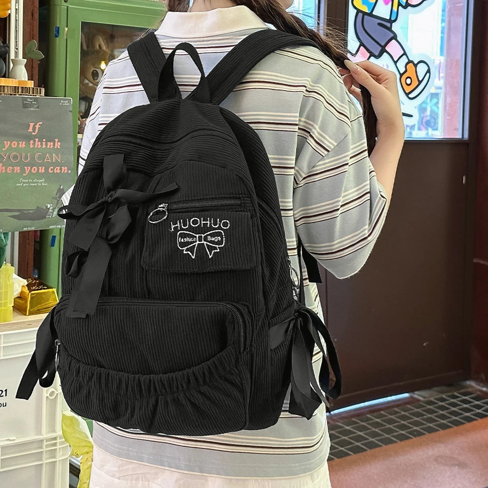 Mochila Estilo Coreano con Lazo para Mujer