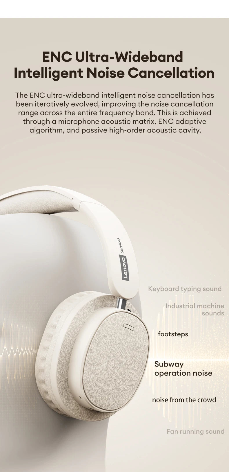 Auriculares Retro TH30 Pro Lenovo para Juegos, Inalámbricos, Bluetooth 6.0, Sobre la Oreja, Plegables, Deportivos, de Cuero, Regalos LS105