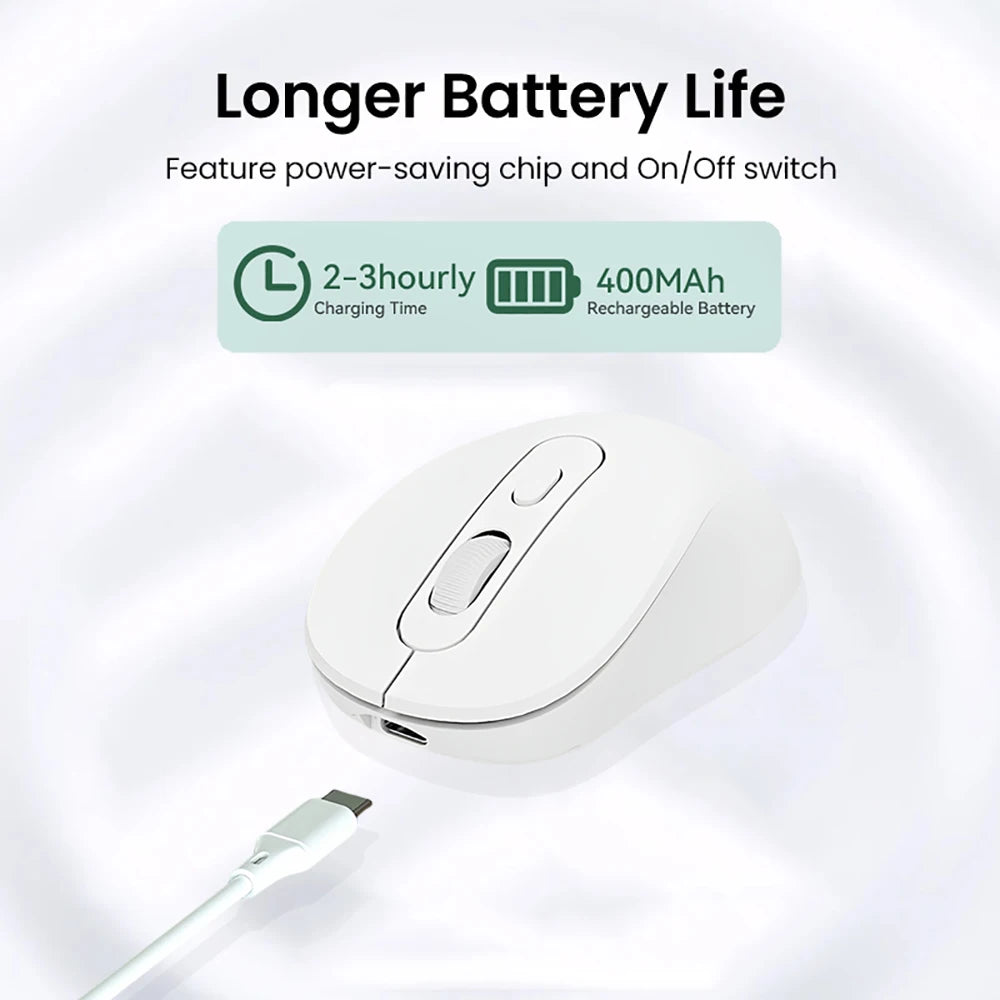 Ratón inalámbrico Bluetooth 5,2 de 2,4G, ratón recargable de modo Dual para juegos, ratón silencioso de 1600 DPI para PC, portátil, MacBook Pro Bluetooth 5.2 Mouse 2.4G Wireless Mouse Rechargeable Dual Mode Gaming Mous