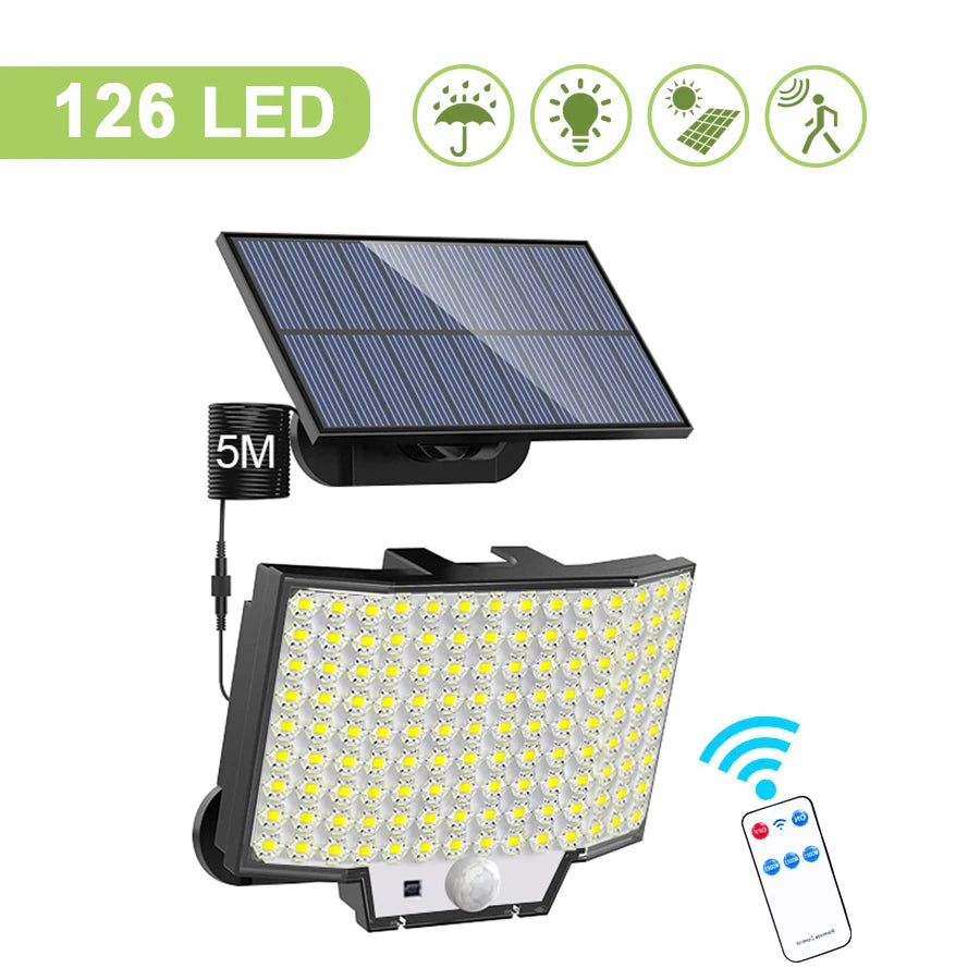 Lámpara Solar LED con Sensor de Movimiento para Jardín y Exterior