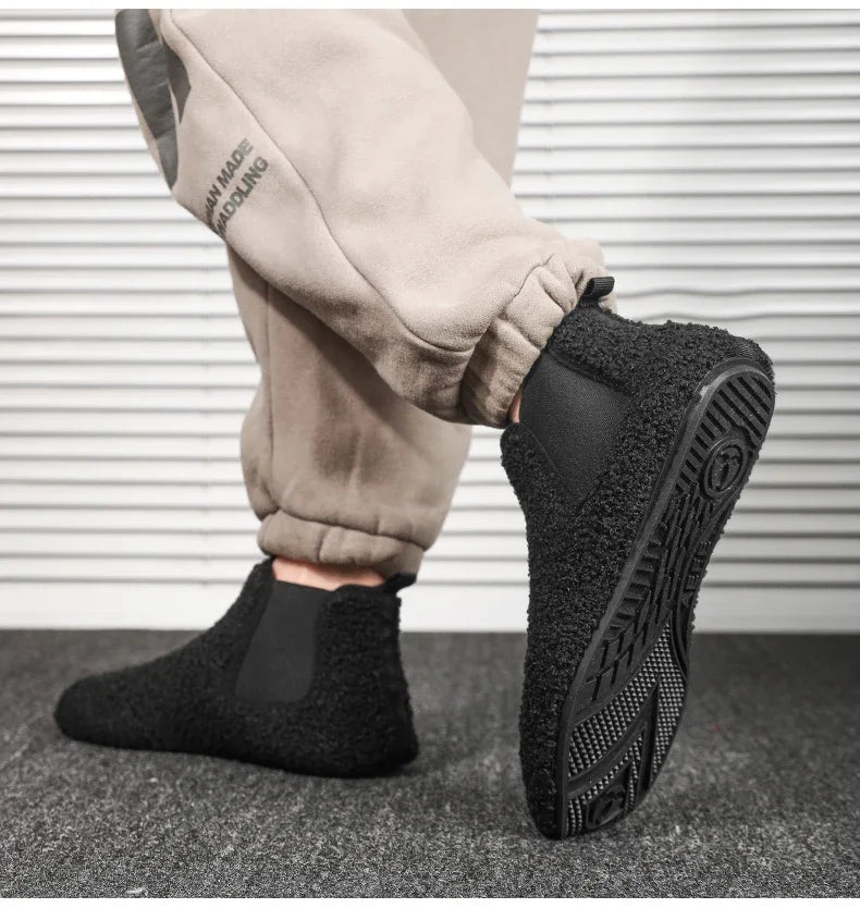 YRZL, zapatos cálidos de algodón para invierno, zapatillas de interior para el hogar para hombre, zapatos informales de algodón de felpa con parte inferior fina, zapatillas antideslizantes de suela suave para hombre