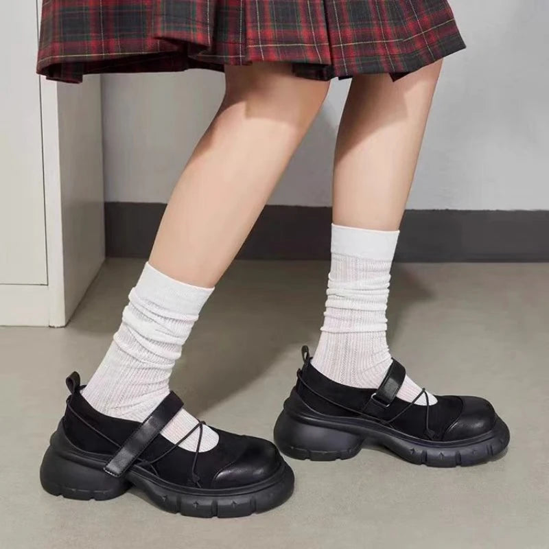 Mocasines Mary Jane con Plataforma para Mujer, Zapatos Casuales con Tacón Grueso y Correa Cruzada, Estilo Dulce y Moderno para Primavera, Citas Diarias y Fiestas