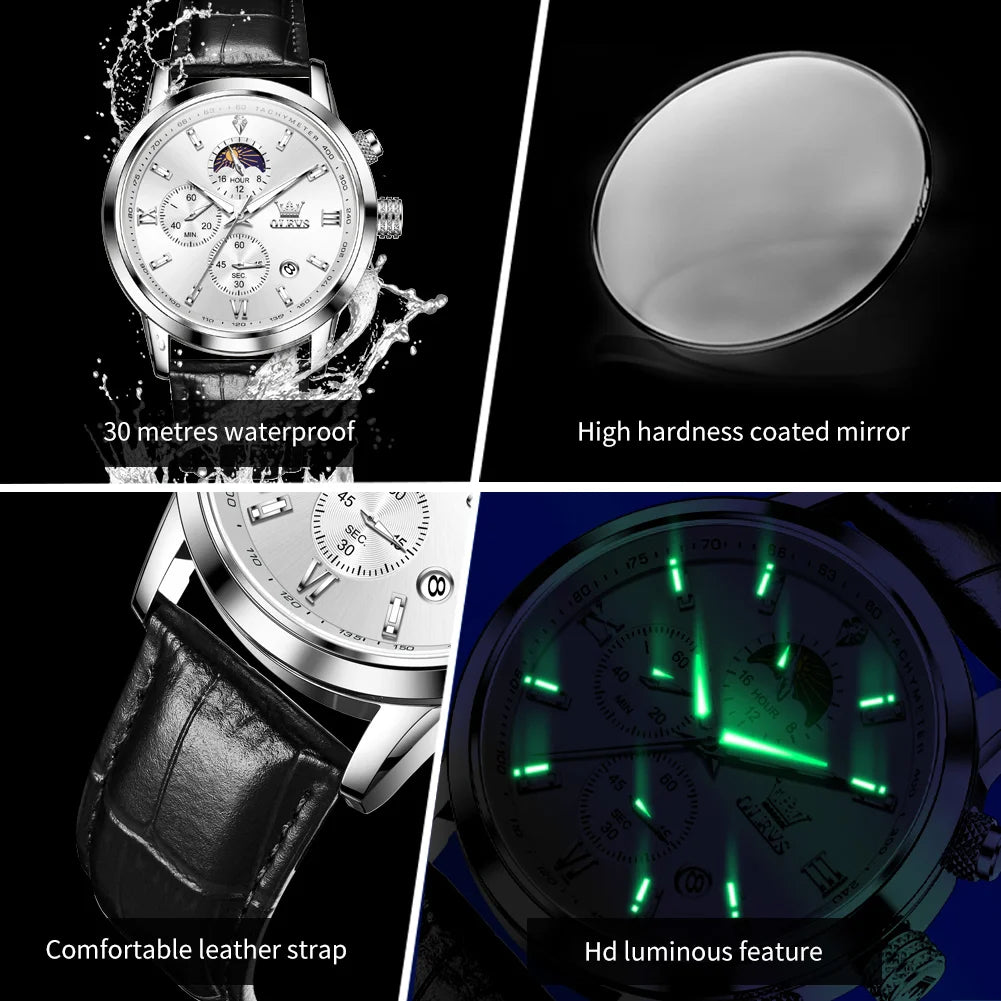 Reloj OLEVS Cronógrafo Fase Lunar de Cuarzo para Hombre