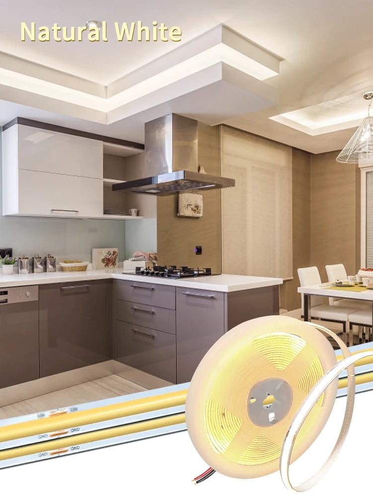 Tira LED COB Flexible de Alta Densidad para Decoración