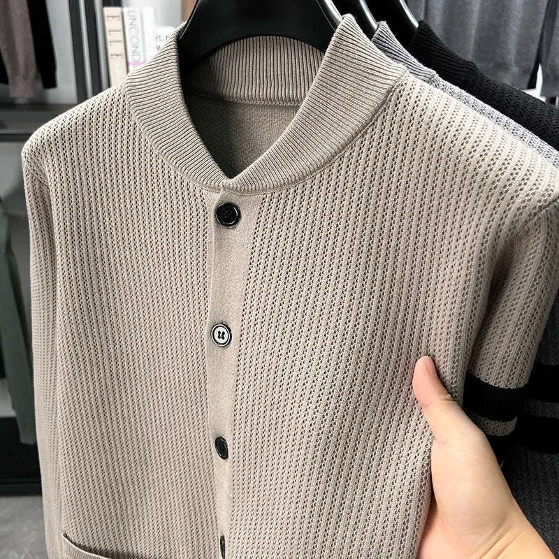 Cárdigan para Hombre con Bloques de Color y Botonadura