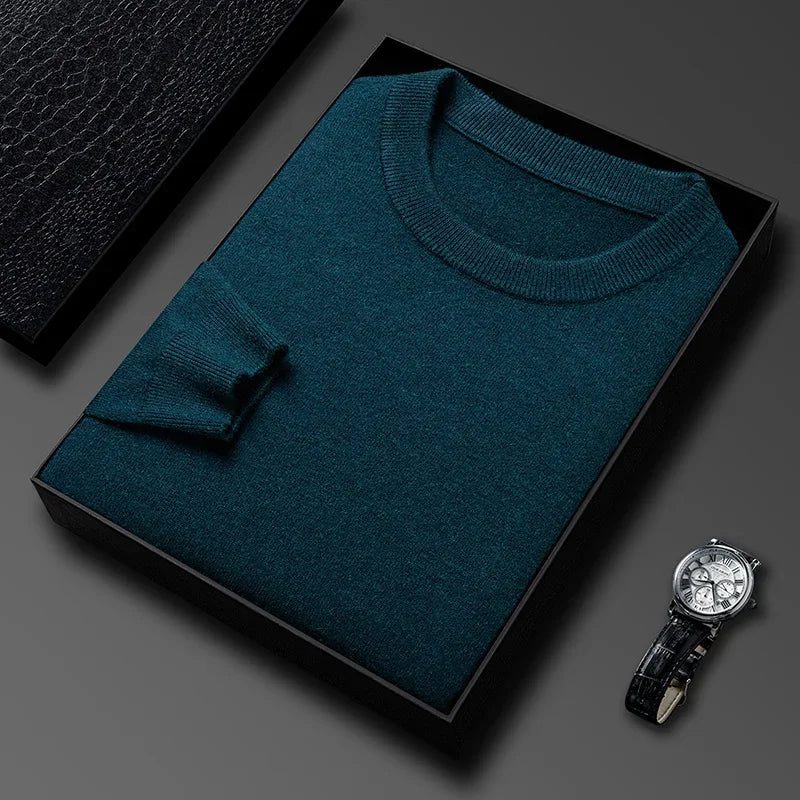 2025 nuevo suéter Casual para hombre, suéter tejido de manga larga con cuello redondo, Top versátil de moda con patrón de diamante