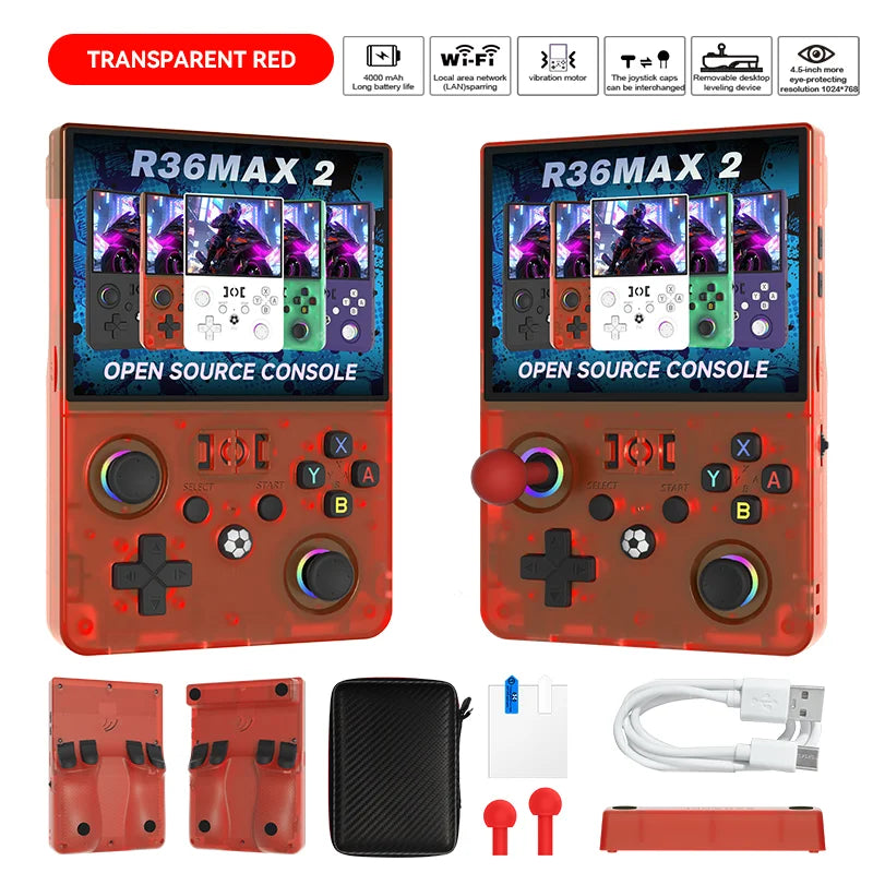 Consola de Juegos Retro R36MAX2, Pantalla HD 4.5 Pulgadas 1024x768, 128GB