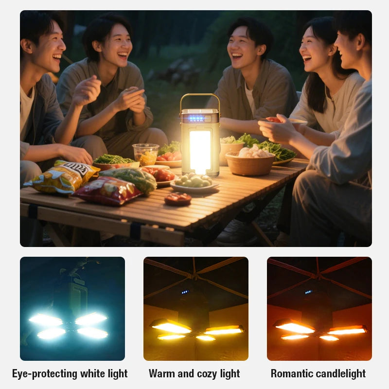 Lámpara LED Portátil con Carga Tipo-C para Camping y Exterior