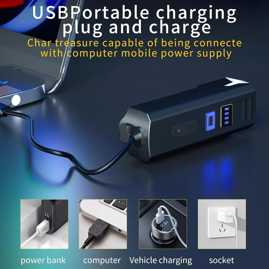 Luz Delantera para Bicicleta MTB Recargable USB-C con 5 Modos de Iluminación