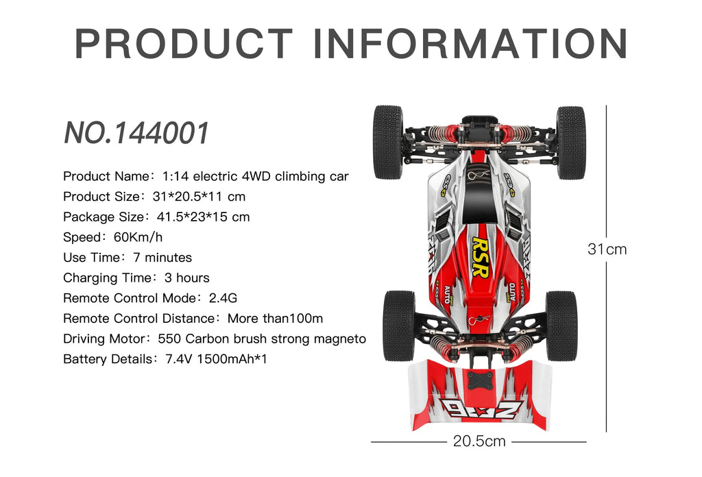 WLtoys 144001 144010   Coche teledirigido sin escobillas 1:14 2,4G 4WD eléctrico de alta velocidad todoterreno Control remoto coche de carreras de deriva 1/14 juguetes de regalo