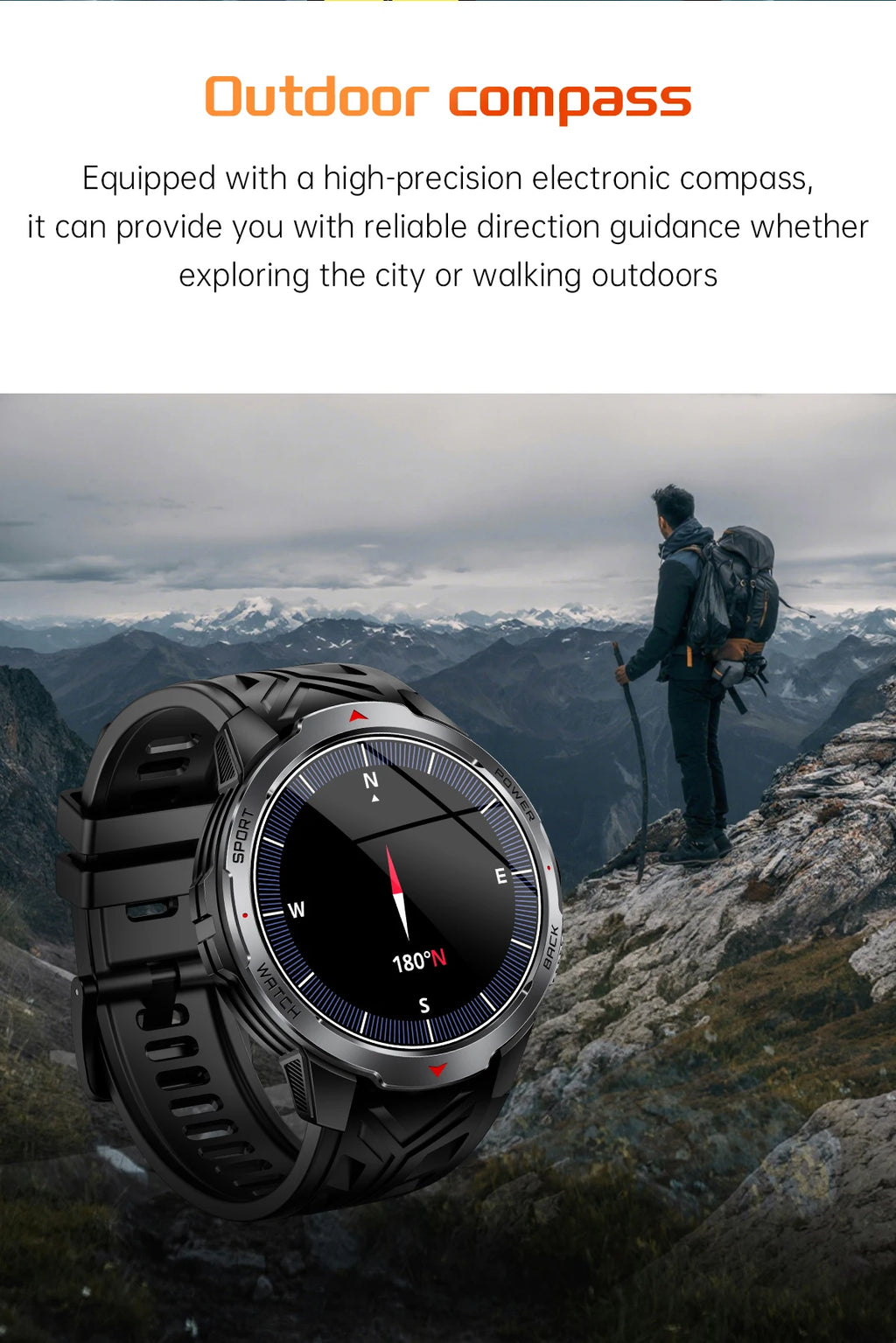 LIGE Reloj Inteligente Exterior 1100mAh Brújula