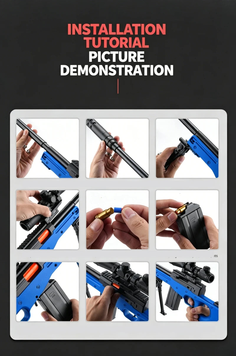 Pistola de Juguete de Dardos Blandos 98K con Expulsión de Cartuchos, Mira Telescópica y Trípode, Rifle de Francotirador de Dardos Blandos, Lanzador de Dardos de Espuma con Cierre de Tirador, Juguete Seguro para Exteriores