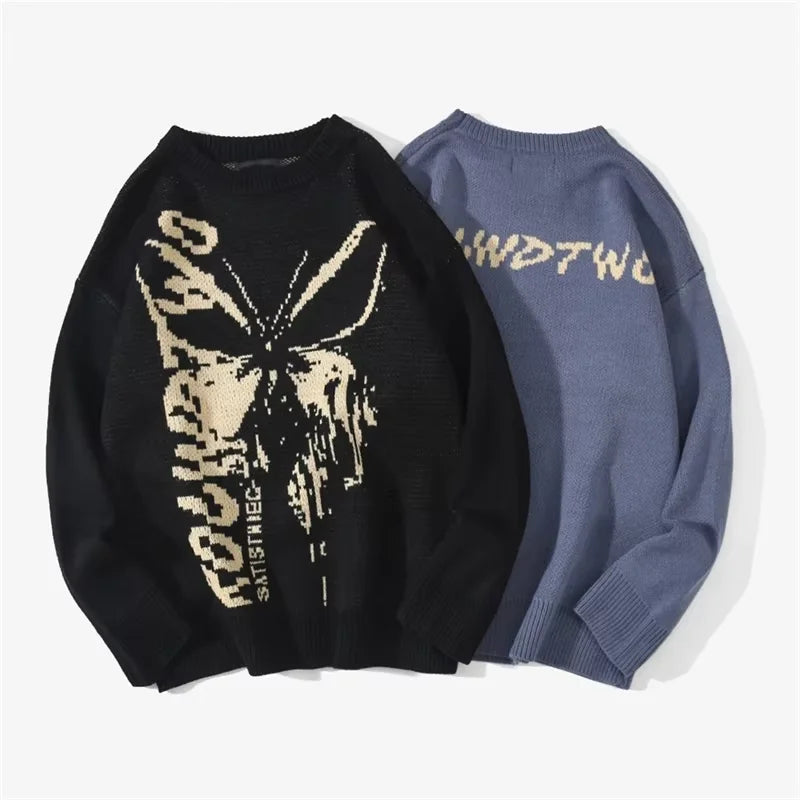 Suéter de moda de primavera FGKKS, suéter de punto con patrón de mariposa para hombre, suéter de diseño cálido y de calidad para hombre