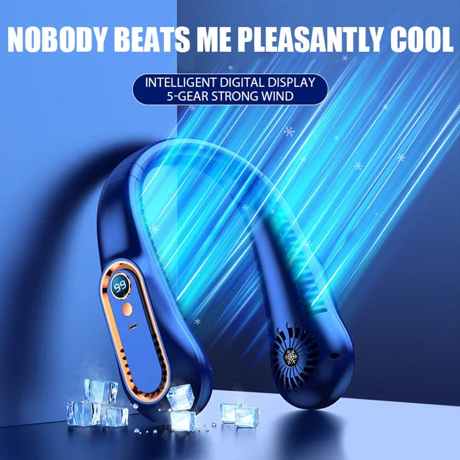 Ventilador de Cuello Portátil Sin Aspas con Pantalla LED