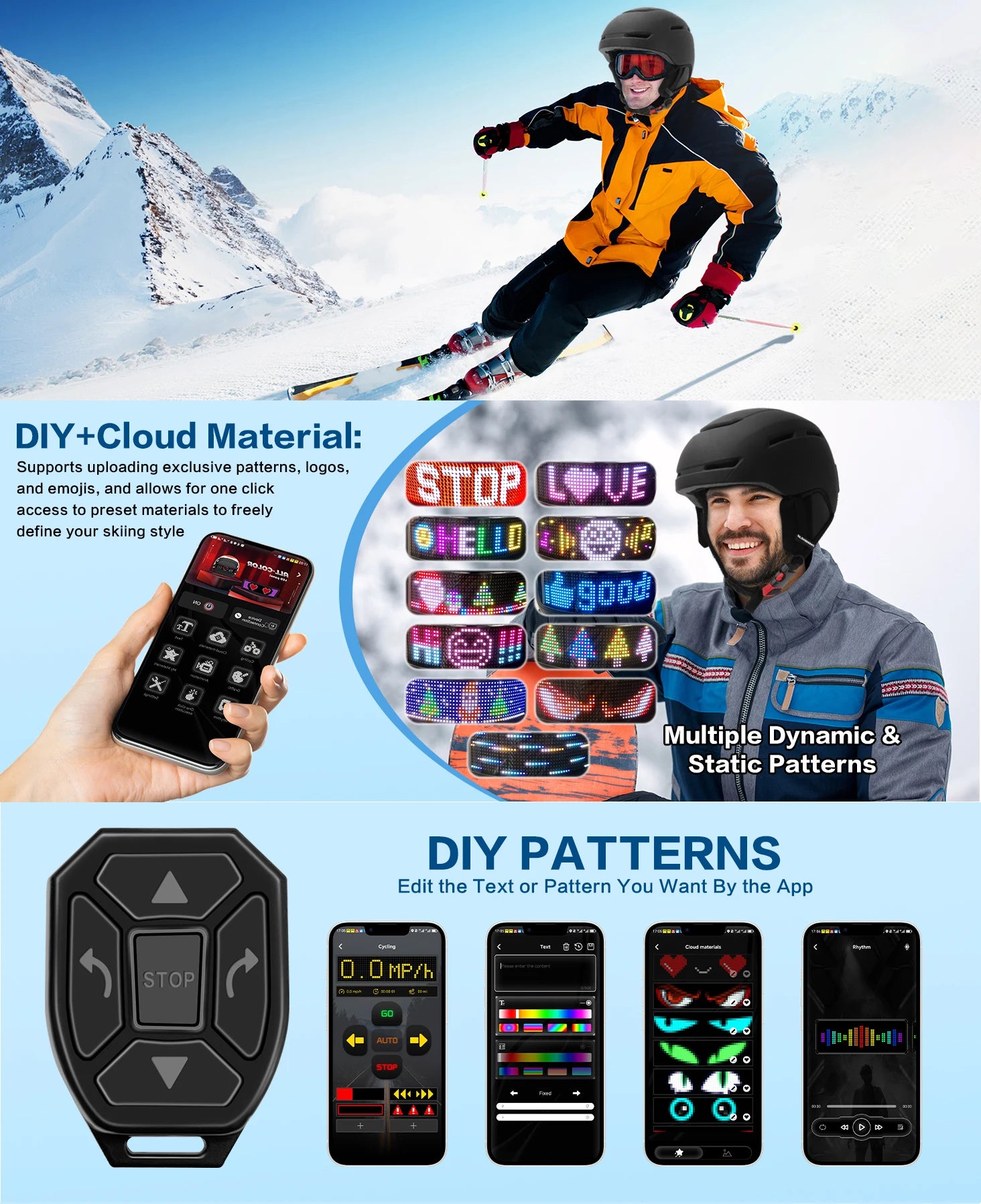 Casco de esquí con pantalla LED, PC y EPS Deportes al aire libre, esquí Snowboard y monopatín