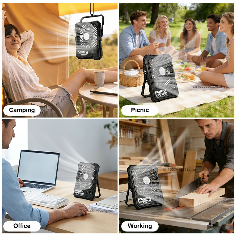 Ventilador de Techo para Acampar 20000mAh con Luz