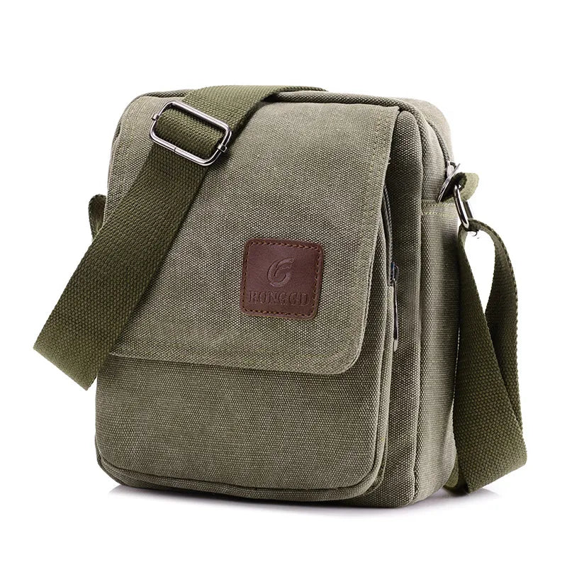 Bolso Cruzado de Lona Retro para Hombre - Casual para el Día a Día