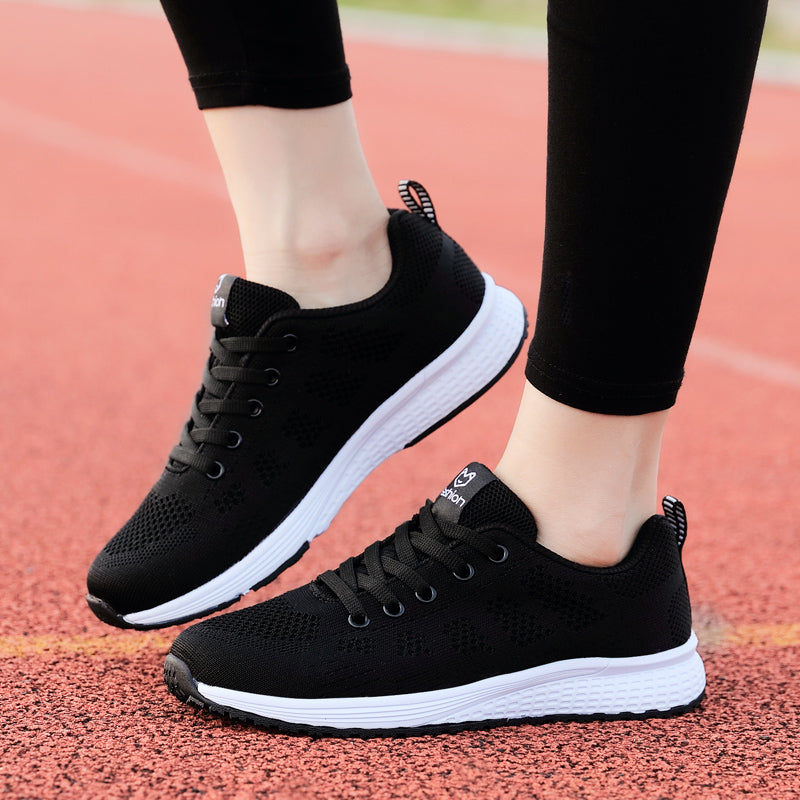 Zapatillas transpirables para correr para mujer, zapatillas deportivas ligeras antideslizantes para mujer, zapatillas suaves para exteriores con cordones, tenis de moda