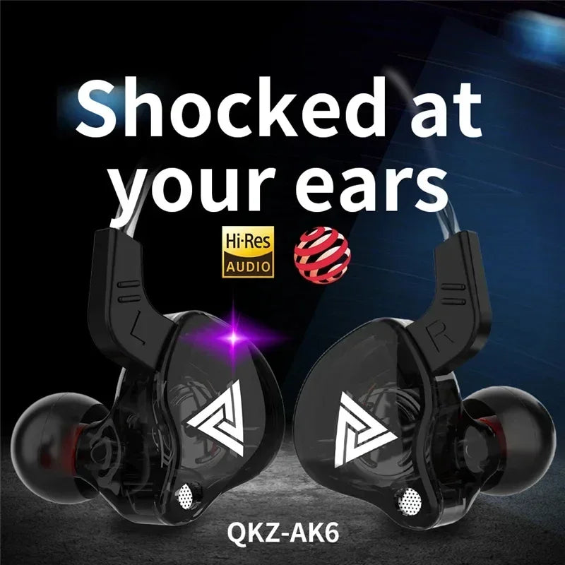 Auriculares intrauditivos originales QKZ AK6, auriculares con 6 unidades de controlador dinámico y micrófono, auriculares estéreo deportivos HIFI con subwoofer, auriculares de monitorización