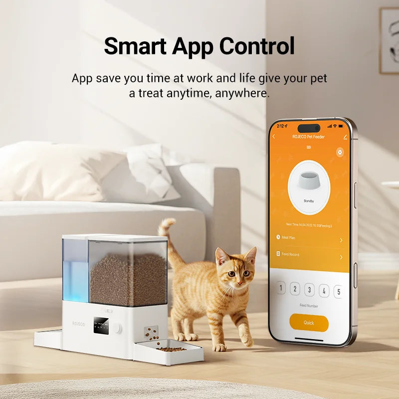 Comedero y Bebedero Automático WiFi para Mascotas ROJECO 2 en 1