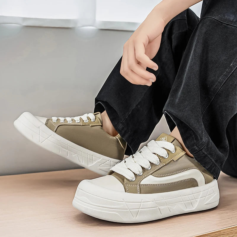 Zapatillas de skate de lona con plataforma y suela geométrica antideslizante