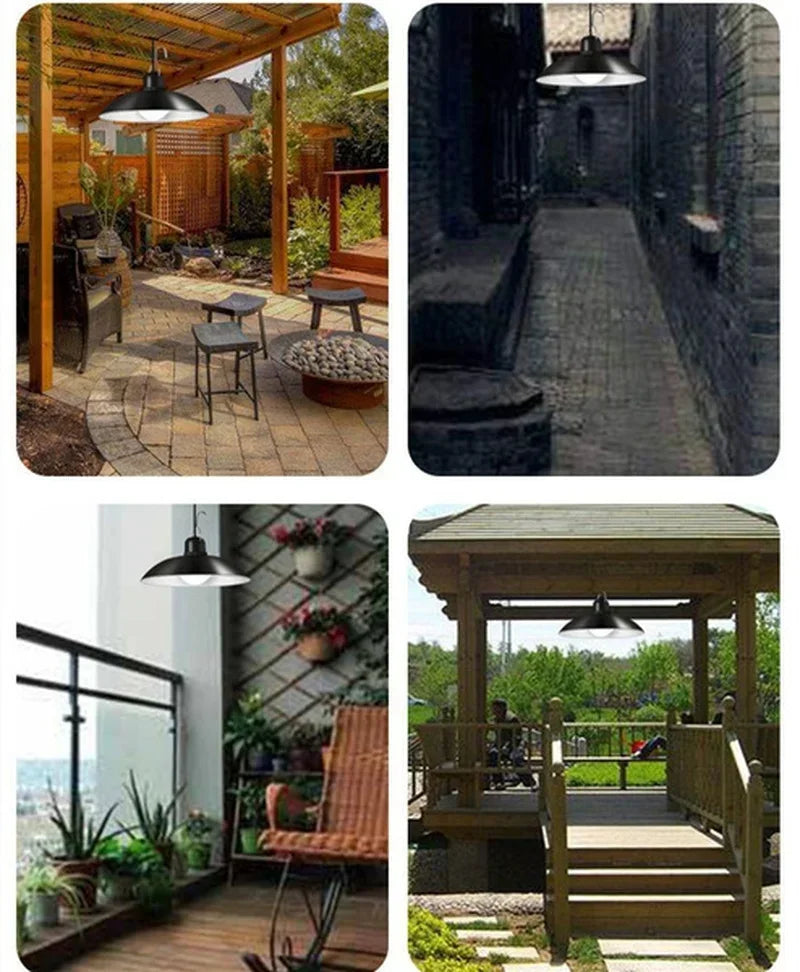 Lámpara colgante solar para exteriores, lámpara LED impermeable, decoraciones de araña de doble cabezal con Control remoto para cobertizo interior, sala de granero