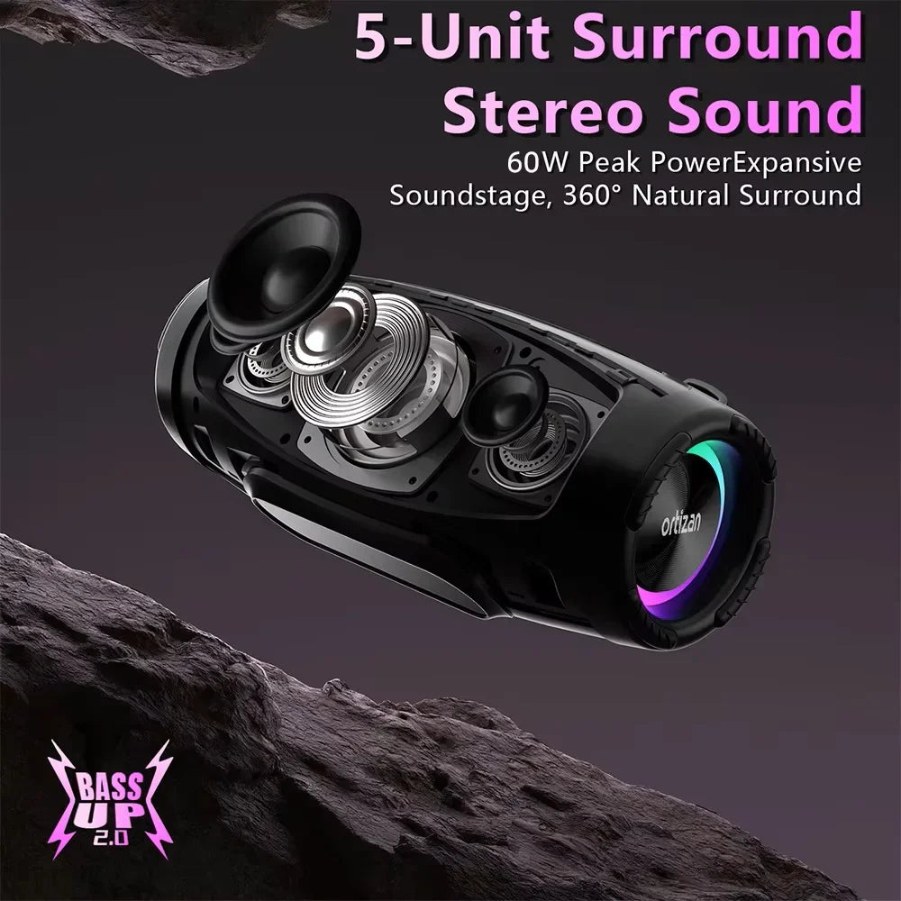 Ortizan M8 Altavoz Bluetooth 6.0 Portátil 60W IPX7