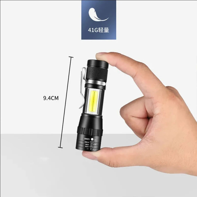 Linterna LED Recargable COB T6 con Zoom 3 Modos Impermeable