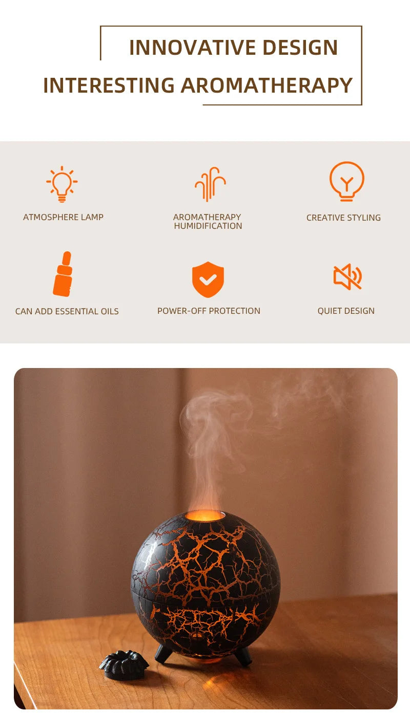 Nueva lámpara de ambiente colorida Planet, humidificador USB, tanque de agua de 200ML, puede agregar aceite esencial, Mini difusor de Aroma para el hogar