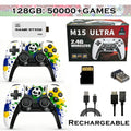 Consola retro 4K HDMI con 64 GB/128 GB, más de 50 000 juegos, mandos inalámbricos duales de 2,4 G, Plug and Play, compatible con PS1, Sega Arcade, GBA, MD, TV doméstica, 2 jugadores, ideal para familias y niños.