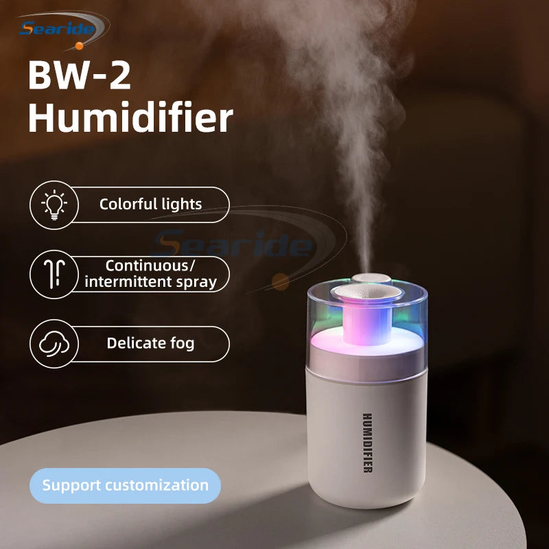 Mini humidificador USB 180 ml con difusor de aromas y luz de colores