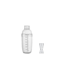 LMETJMA-Juego de coctelera de plástico, mezclador de bebidas con marcador, coctelera transparente y Jigger de medición, taza de onza JT25