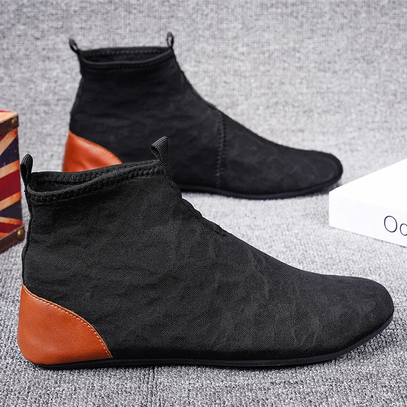 YRZL Mocasines para hombre de malla transpirable, mocasines ligeros de conducción de caña alta, zapatos casuales sin cordones para hombres, zapatos cómodos para caminar