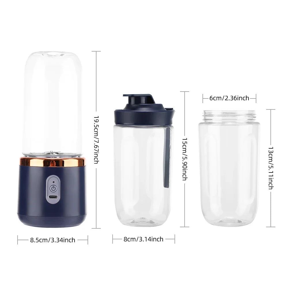 Licuadora Portátil USB 400ml con 2 Vasos Recargable