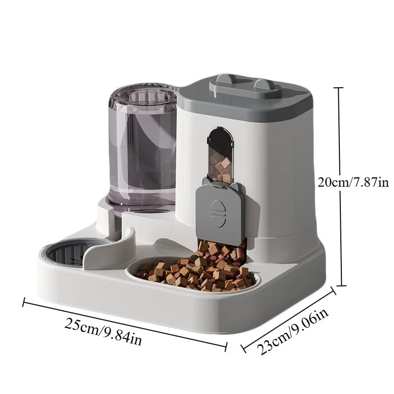Cuenco para gatos, comedero automático con diseño a prueba de derrames con fuente de agua, dispensador de comida para mascotas para gatos pequeños, medianos y grandes