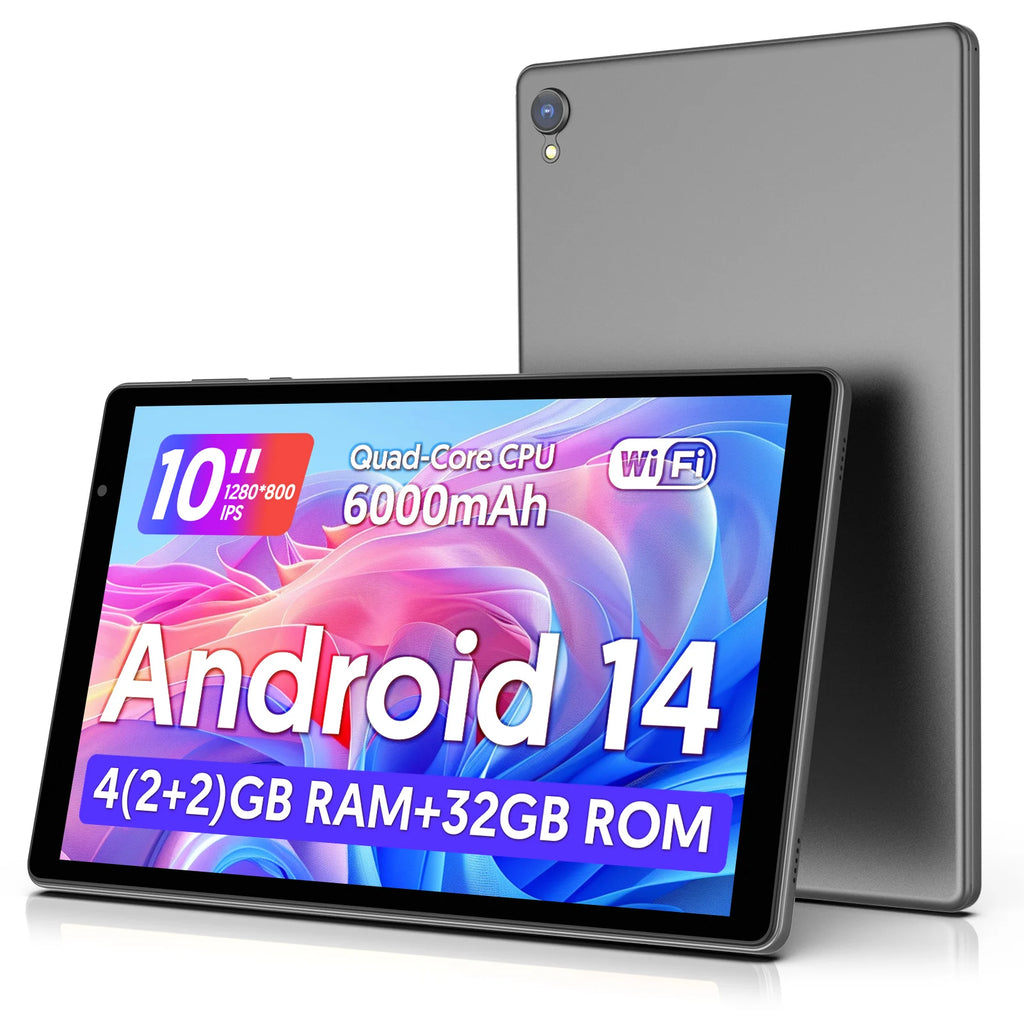 Tablet BAKEN Android 14 de 10 pulgadas, quad-core, 4GB RAM, 32GB, WiFi 5G