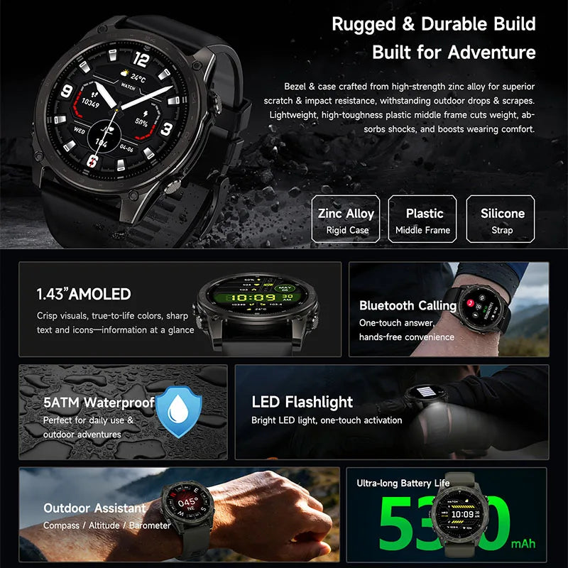 T8 Pro Reloj Inteligente AMOLED Brújula Altímetro
